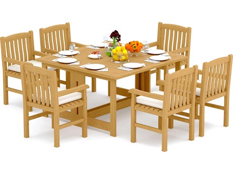 Teak Smith 7 Pieces 60" Square Butterfly Dining Set