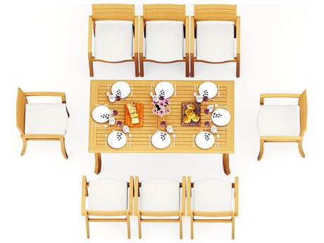 Teak Smith 9 Pieces 71" Rectangular Dining Set