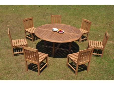 Teak Smith 8 Piece 72" Round Dining Set