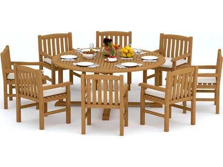 Teak Smith 9 Piece 72" Round Dining Set