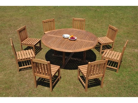 Teak Smith 9 Piece 72" Round Dining Set