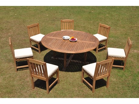 Teak Smith 8 Piece 72" Round Dining Set