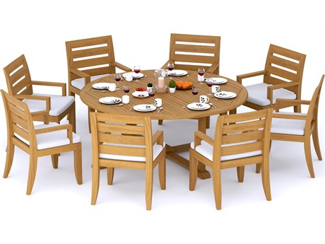 Teak Smith 9 Piece 72" Round Dining Set