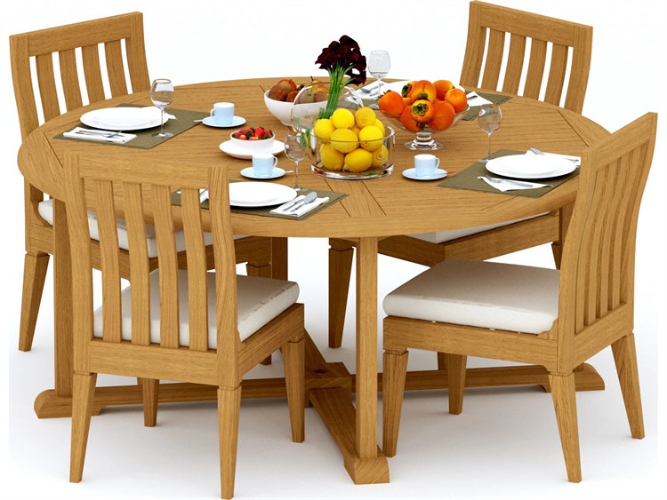 Teak Smith 5 Piece 72" Round Dining Set