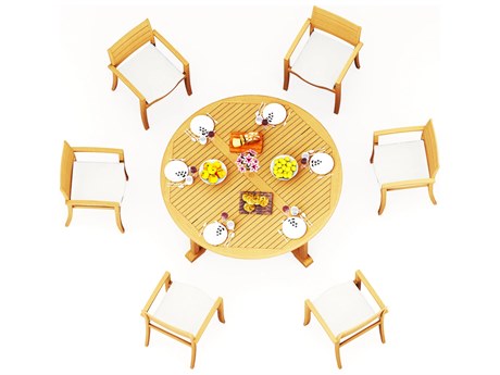 Teak Smith 7 Pieces 72" Round Dining Set