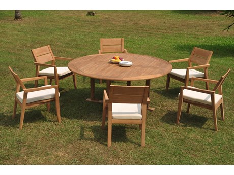 Teak Smith 7 Pieces 72" Round Dining Set