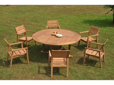 Teak Smith 7 Pieces 72" Round Dining Set