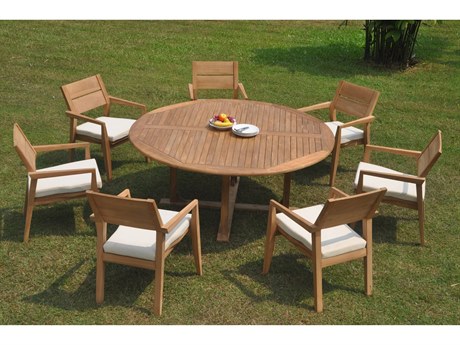 Teak Smith 8 Pieces 72" Round Dining Set