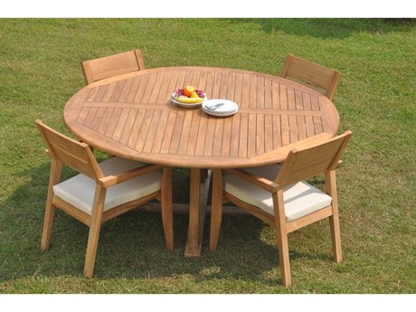 Teak Smith 5 Pieces 72" Round Dining Set