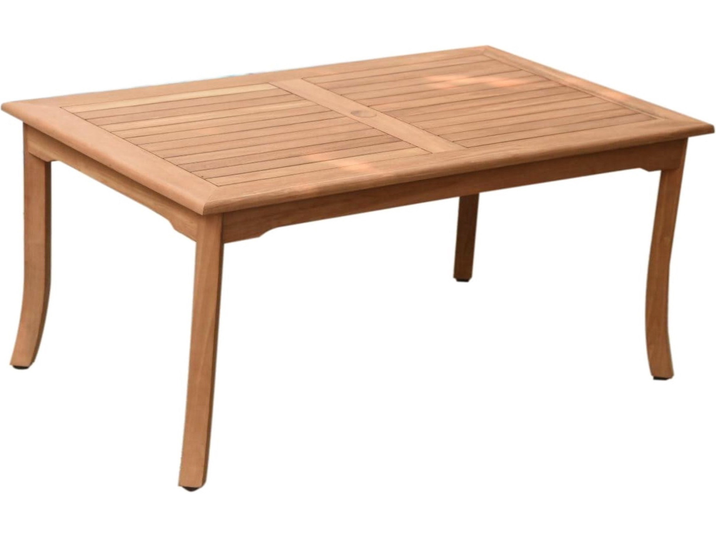 Teak Smith Rectangular Umbrella Hole Dining Table