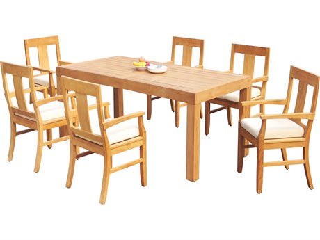 Teak Smith 7 Pieces Canberra 86" Rectangular Dining Set