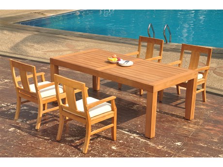 Teak Smith 5 Pieces Canberra 86" Rectangular Dining Set with Cushions
