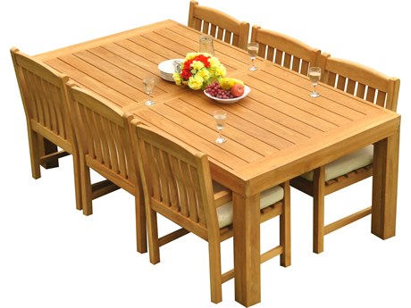 Teak Smith 7 Pieces Canberra 86" Rectangular Dining Set with Cushions