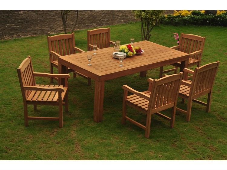 Teak Smith 7 Pieces Canberra 86" Rectangular Dining Set 