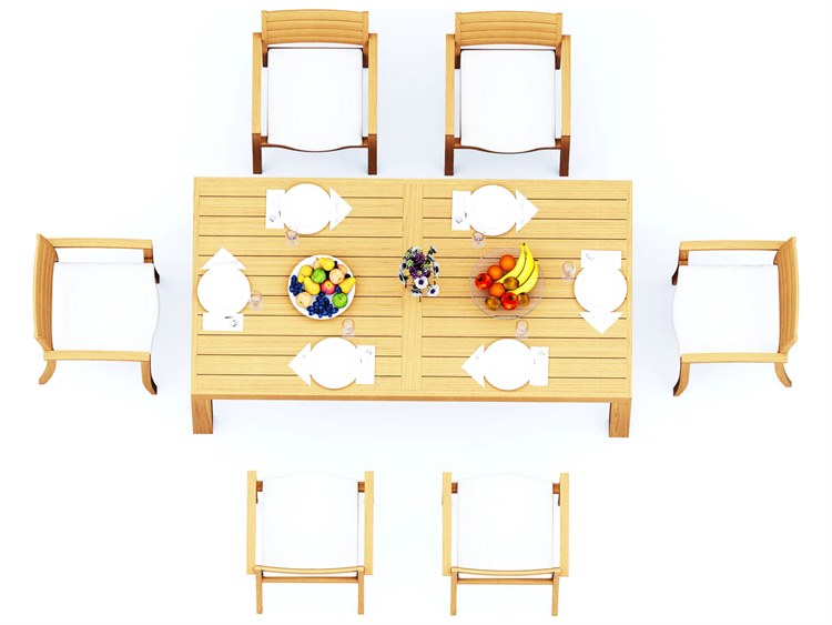 Teak Smith Canberra 7 Piece Rectangular Dining Set Brown 5