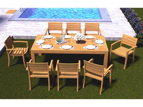 Teak Smith 9 Pieces Canberra 86" Rectangular Dining Set