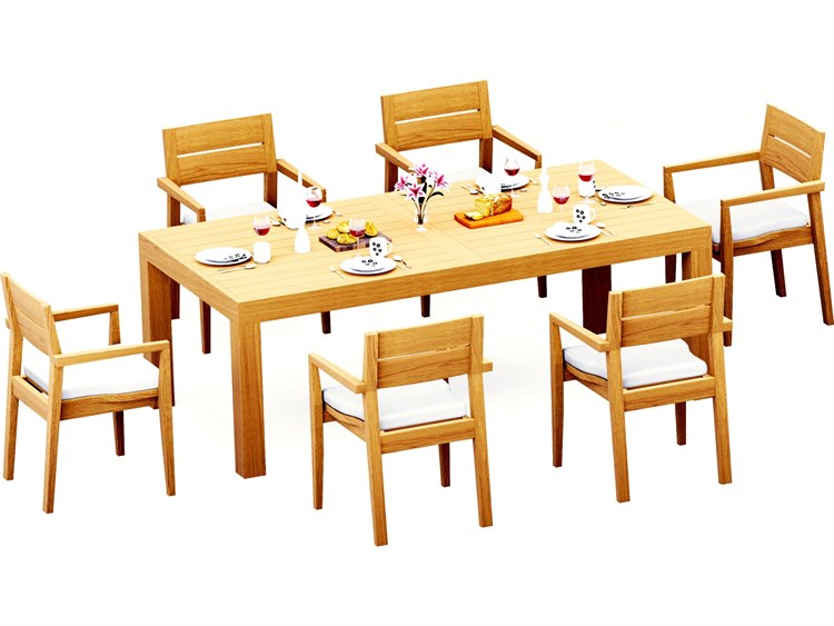 Teak Smith Canberra 7 Piece Rectangular Dining Set Brown 2