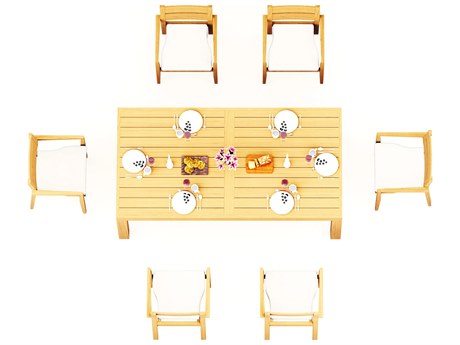 Teak Smith 7 Pieces Canberra 86" Rectangular Dining Set