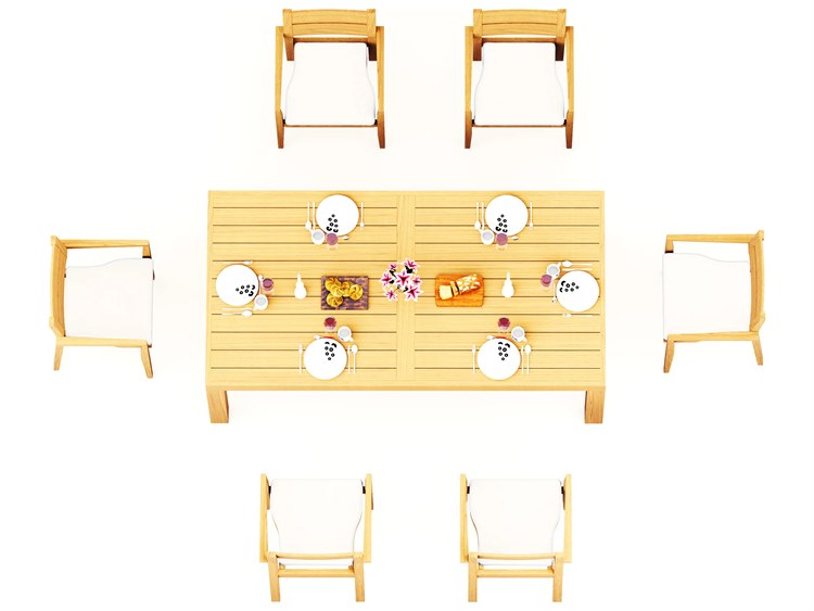 Teak Smith Canberra 7 Piece Rectangular Dining Set Brown 8