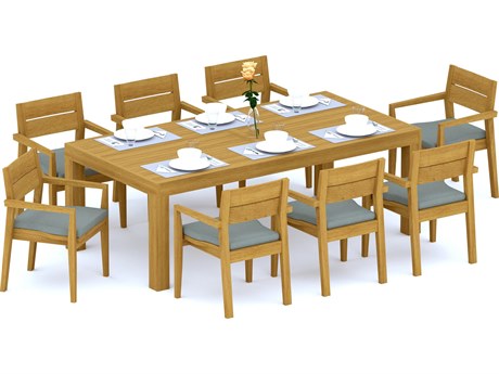 Teak Smith 9 Pieces Canberra 86" Rectangular Dining Set