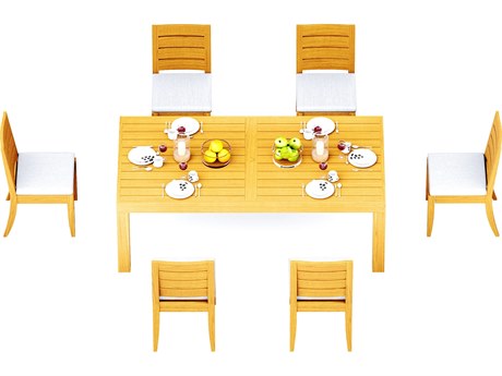 Teak Smith 7 Pieces Canberra 86" Rectangular Dining Set with Cushions