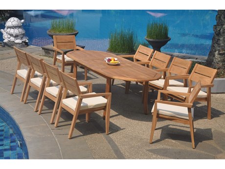 Teak Smith 11 Pieces 94" Large Double Oval Dining Set