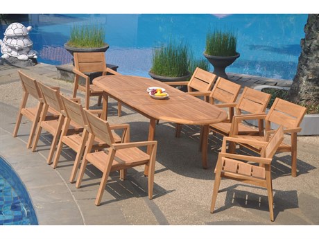 Teak Smith 11 Pieces 94" Large Double Oval Dining Set