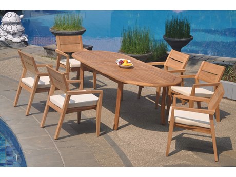 Teak Smith 7 Pieces 94" Large Double Oval Dining Set