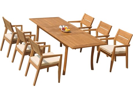 Teak Smith 7 Pieces 94" Large Double Rectangular Dining Set
