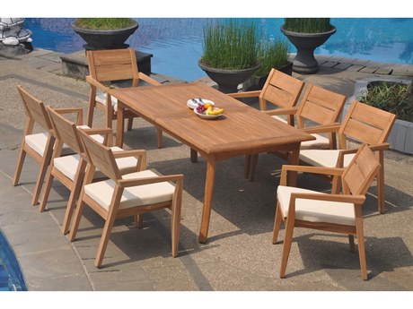 Teak Smith 9 Pieces 94" Large Double Rectangular Dining Set