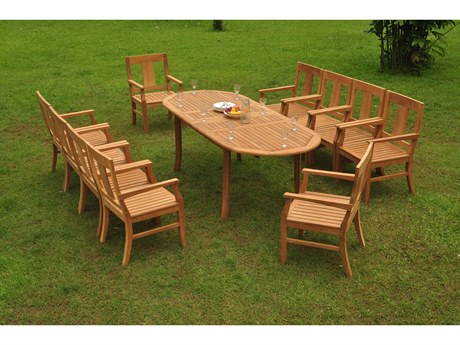 Teak Smith 11 Pieces 94" Oval Dining Set