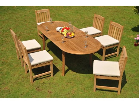Teak Smith 7 Pieces 94" Oval Dining Set with Cushions