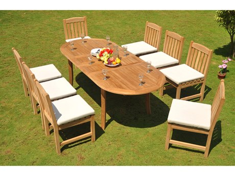 Teak Smith 9 Pieces 94" Oval Dining Set with Cushions