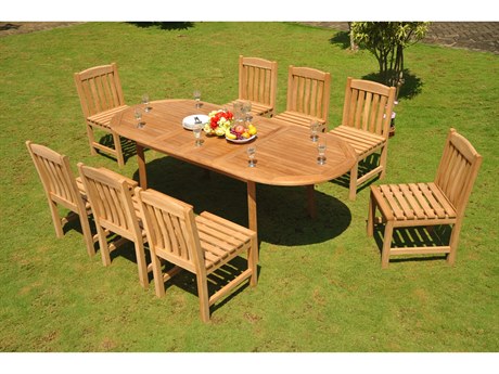 Teak Smith 9 Pieces 94" Oval Dining Set