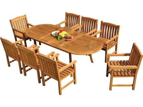 Teak Smith 9 Pieces 94" Oval Dining Set