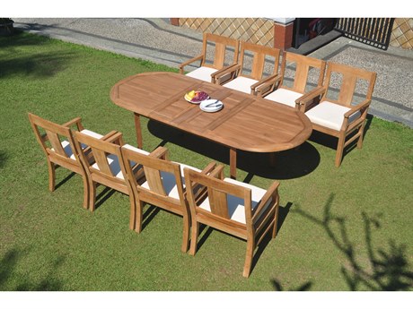 Teak Smith 9 Pieces 94" Oval Dining Set with Cushions