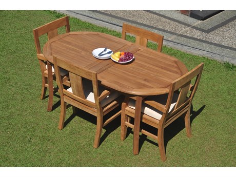Teak Smith 5 Pieces 94" Oval Dining Set with Cushions