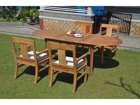 Teak Smith 5 Pieces 94" Oval Dining Set with Cushions
