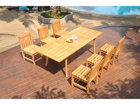 Teak Smith 7 Pieces Large Double 94" Rectangular Dining Set