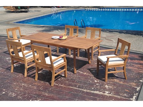 Teak Smith 7 Pieces Large Double 94" Rectangular Dining Set with Cushions