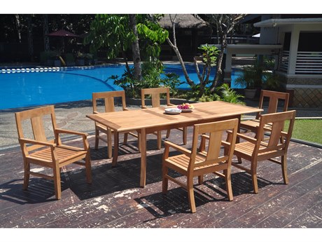 Teak Smith 7 Pieces Large Double 94" Rectangular Dining Set
