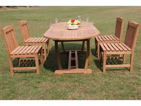 Teak Smith 5 Pieces Mas 94" Oval Dining Set