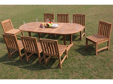 Teak Smith 9 Pieces Mas 94" Oval Dining Set