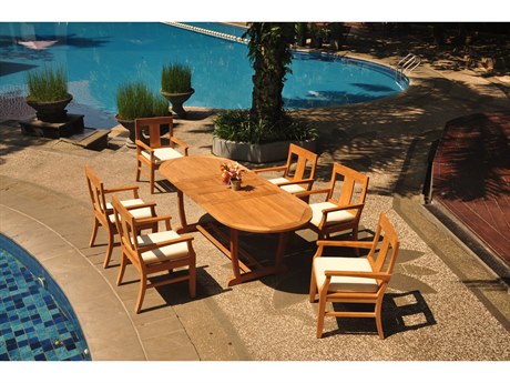 Teak Smith 7 Pieces Mas 94" Oval Dining Set with Cushions