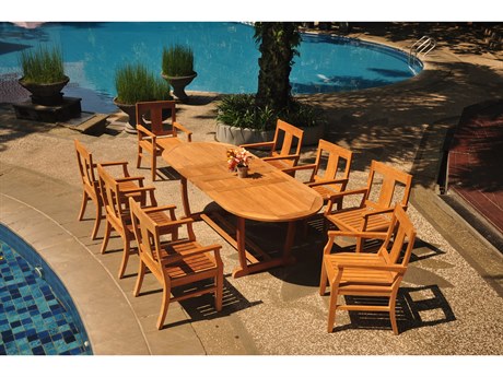 Teak Smith 9 Pieces Mas 94" Oval Dining Set