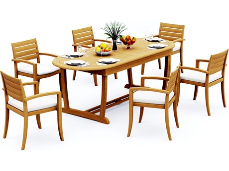 Teak Smith 7 Piece Mas  94" Oval Dining Set