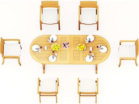 Teak Smith 7 Piece Mas  94" Oval Dining Set
