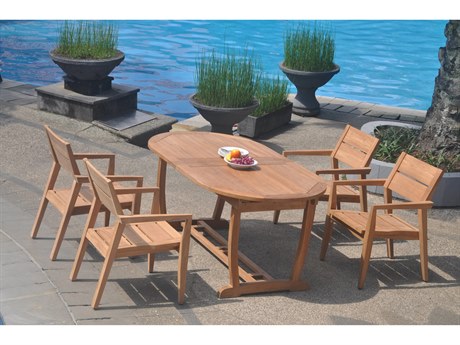 Teak Smith 5 Pieces Mas 94" Oval Dining Set