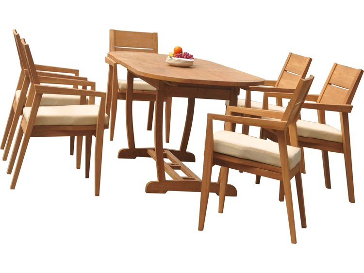 Teak Smith Mas 7 Piece Oval Dining Set Brown 6