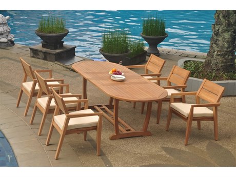 Teak Smith 7 Pieces Mas 94" Oval Dining Set